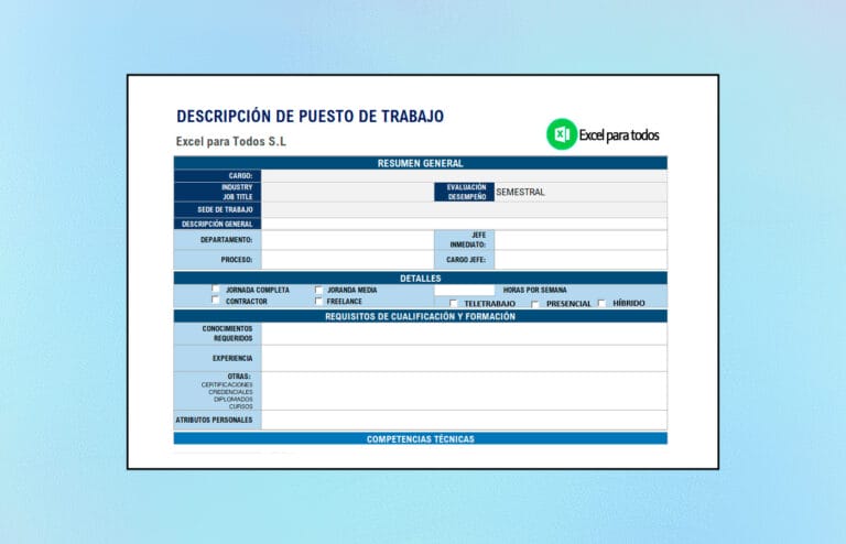 Formato de Descripción de Puestos en Excel y PDF