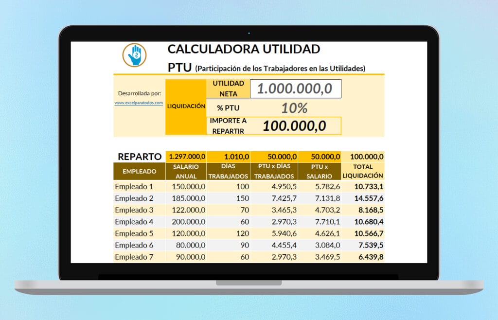 Calculadora PTU de Reparto de Utilidades 2025