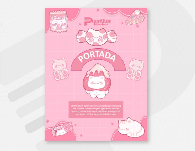 Portada Kawaii para Niños Rosa Pastel